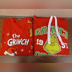 Pre-owned Grinch Christmas Sweatshirt & Tshirt Size Junior's  XL (15-17) Lot